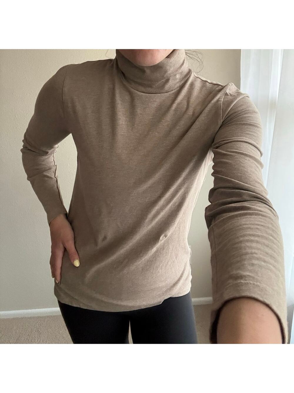 J. Crew Tan Turtleneck Long sleeve Preppy neutral minimalist coastal fisherman